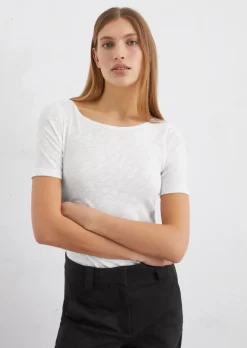 Slub-Jersey-T-Shirt regular mit U-Boot-Ausschnitt