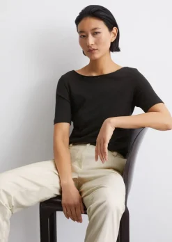 Slub-Jersey-T-Shirt regular mit U-Boot-Ausschnitt