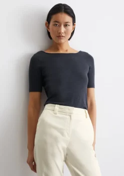 Slub-Jersey-T-Shirt regular mit U-Boot-Ausschnitt