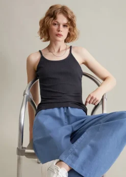 Spaghettiträger-Top slim aus Rippjersey