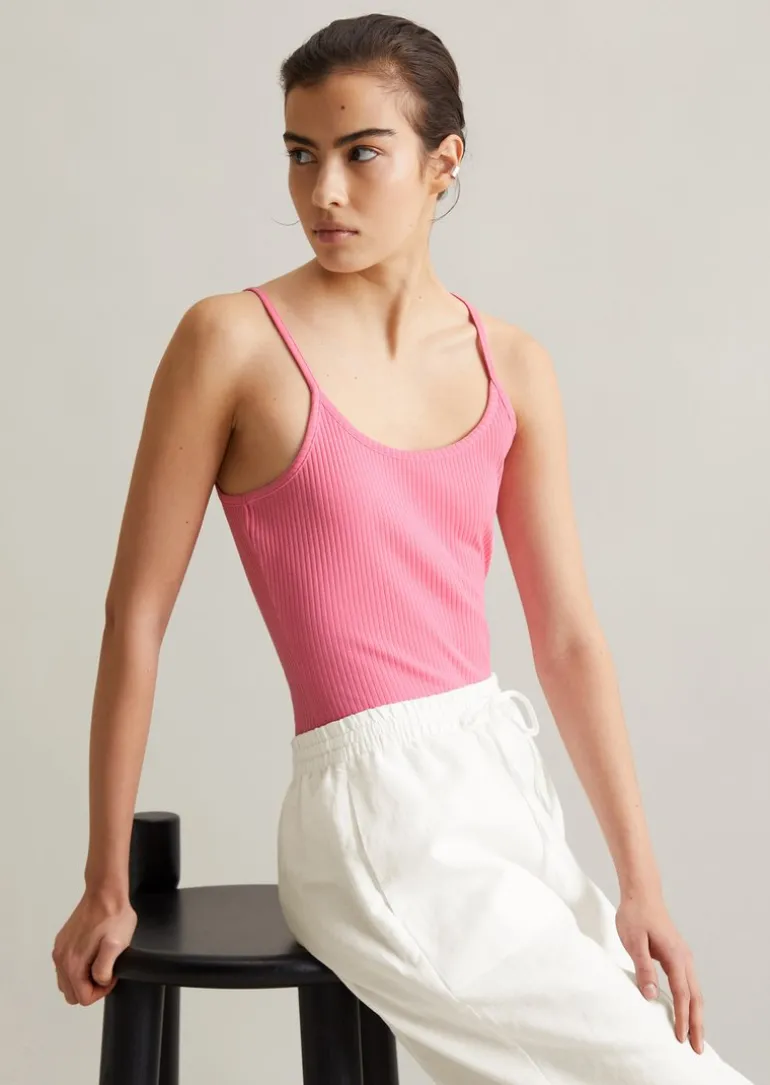 Spaghettiträger-Top slim aus Rippjersey