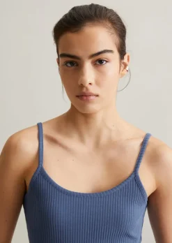 Spaghettiträger-Top slim aus Rippjersey