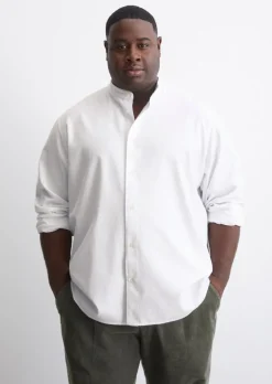 Stehkragen-Hemd regular aus Bio-Baumwoll-Oxford