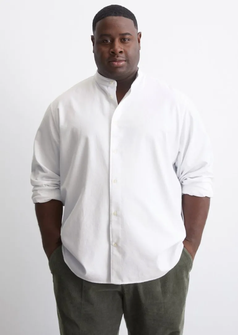 Stehkragen-Hemd regular aus Bio-Baumwoll-Oxford