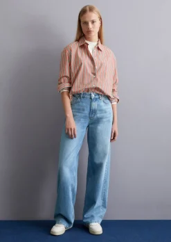 Streifenbluse regular aus Papertouch-Popeline