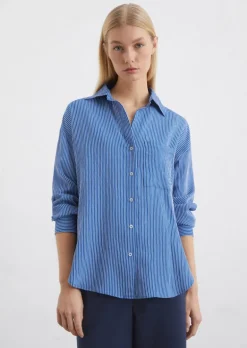 Streifenbluse relaxed aus Crinkle-Viskose-Mix