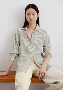 Streifenbluse relaxed aus Crinkle-Viskose-Mix