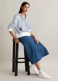 Streifen-Hoodie-Jacke relaxed aus reinem Organic Cotton