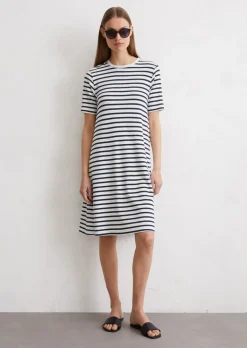 Streifen-Jerseykleid loose mit TENCEL™ Modal