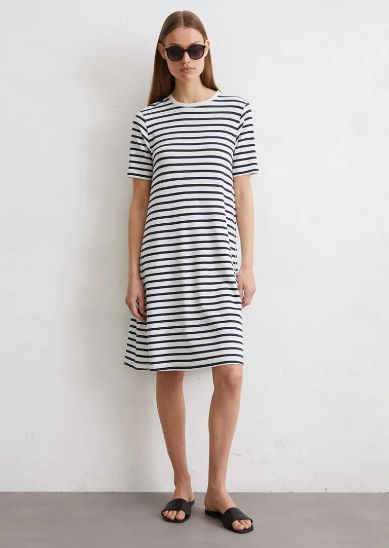 Streifen-Jerseykleid loose mit TENCEL™ Modal