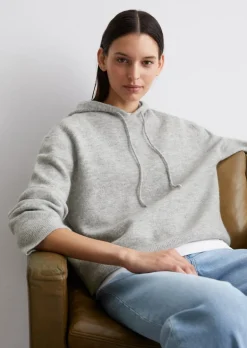 Strick-Hoodie oversized aus Schurwolle-Mix