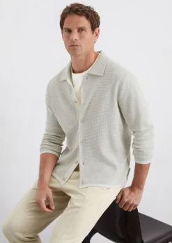 Strickjacke regular aus strukturiertem Bio-Baumwoll-Mix