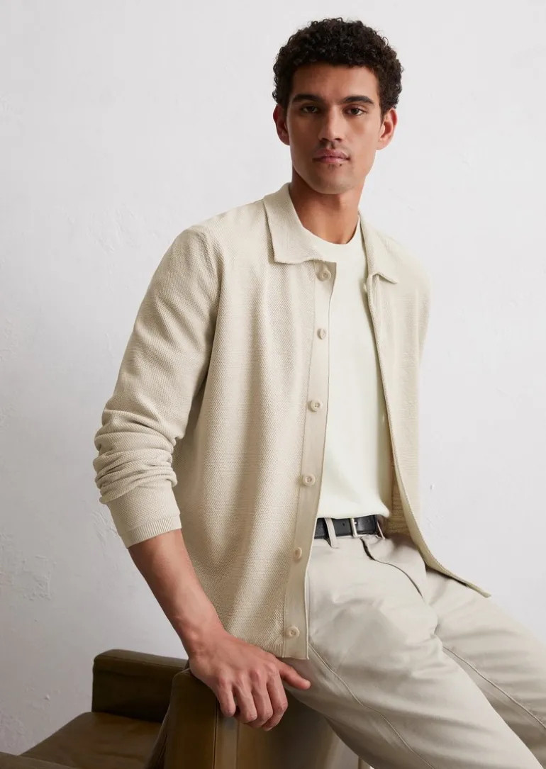 Strick-Overshirt regular mit feiner Piqué-Struktur