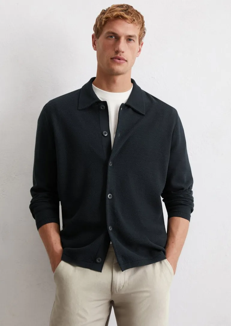 Strick-Overshirt regular mit feiner Piqué-Struktur