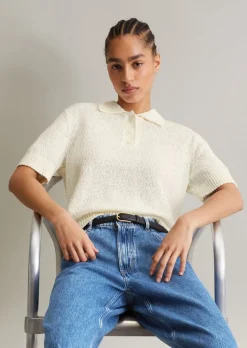 Strick-Polo loose aus Cotton-Slub-Garn