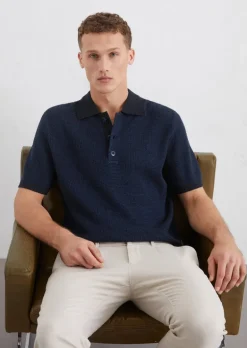 Strick-Poloshirt regular aus Bio-Baumwoll-Mix