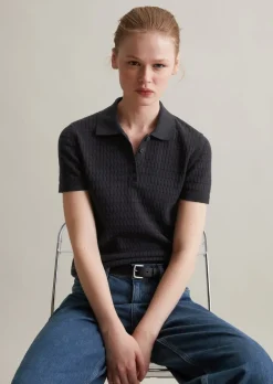 Strick-Poloshirt regular aus softem Baumwollgarn