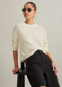 Strickpullover loose aus Cotton-Slub-Garn