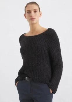 Strickpullover oversize aus gefranstem Bändchengarn