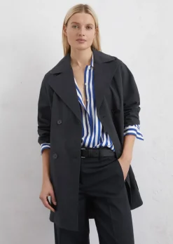 Trench-Cape-Jacke relaxed aus kompaktem Twill
