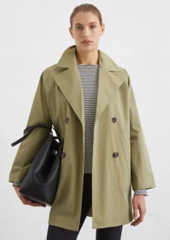 Trench-Cape-Jacke relaxed aus kompaktem Twill