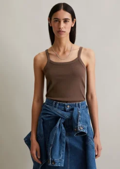 Trägertop cropped aus gerippter Bio-Baumwolle