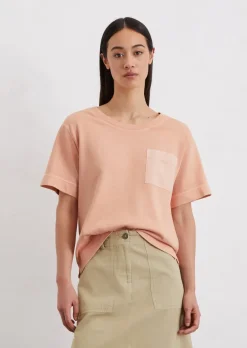 T-Shirt loose mit aufgesetzter Satin-Tasche