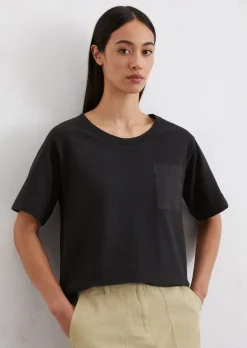 T-Shirt loose mit aufgesetzter Satin-Tasche