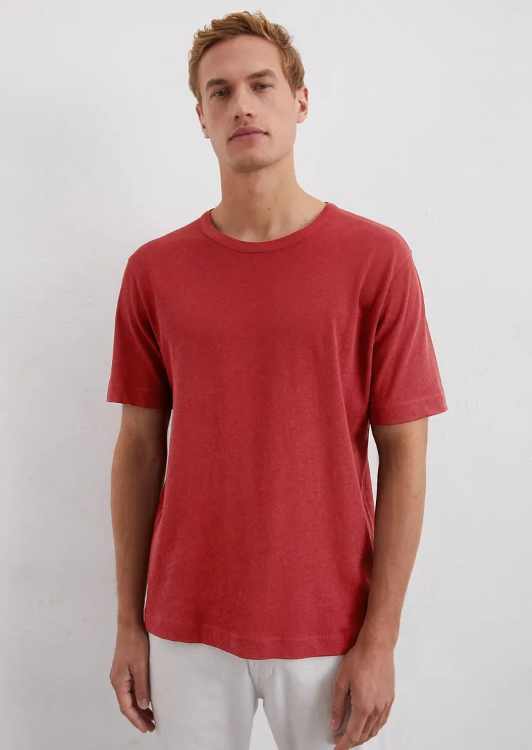 T-Shirt regular aus Bio-Baumwolle und Leinen