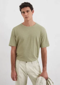 T-Shirt regular aus Bio-Baumwolle und Leinen