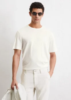 T-Shirt regular aus Bio-Baumwolle und Leinen