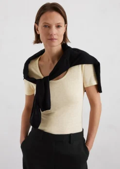 T-Shirt regular aus Leinen-Lyocell-Mix