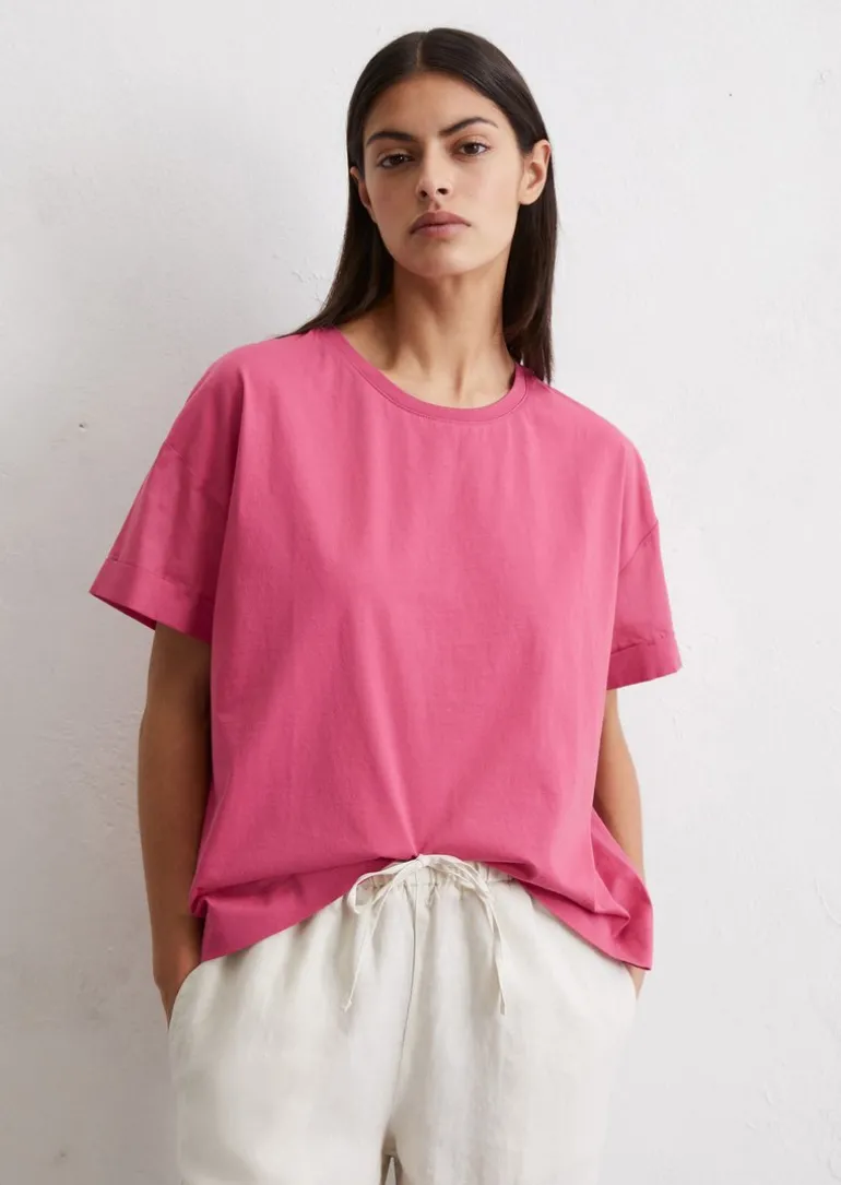 T-Shirt relaxed aus Material-Mix