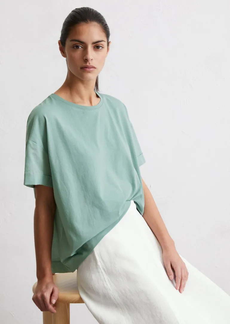 T-Shirt relaxed aus Material-Mix