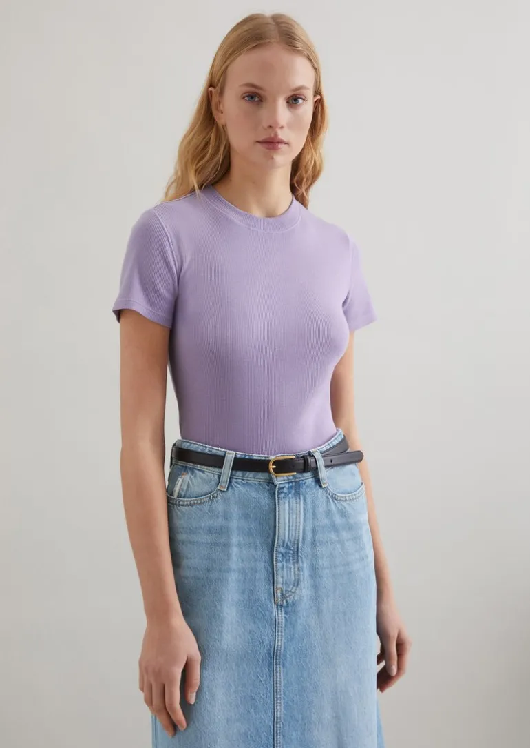 T-Shirt slim aus Rippjersey