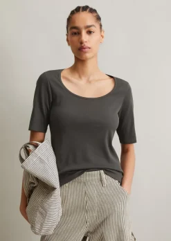 T-Shirt slim aus softem Ripp-Jersey