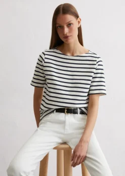 T-Shirt straight mit garngefärbtem Streifenmuster