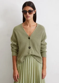 V-Neck-Cardigan relaxed aus Heavy-Weight-Organic-Cotton