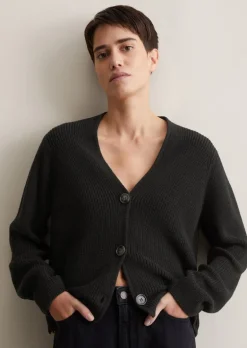 V-Neck-Cardigan relaxed aus Heavy-Weight-Organic-Cotton