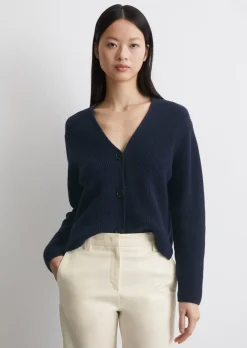 V-Neck-Cardigan relaxed aus Heavy-Weight-Organic-Cotton