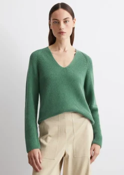 V-Neck-Strickpullover relaxed aus softem Baumwoll-Garn