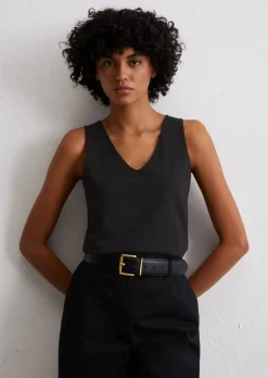 V-Neck-Top slim aus Organic-Cotton-Stretch-Jersey