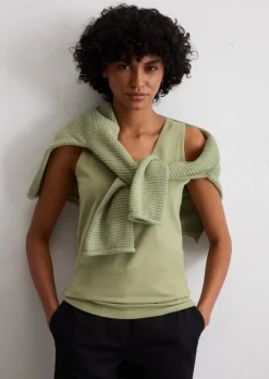 V-Neck-Top slim aus Organic-Cotton-Stretch-Jersey