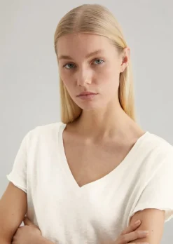 V-Neck-T-Shirt regular aus Organic Cotton Slub Jersey