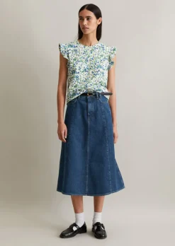 Volant-T-Shirt loose mit Allover-Print