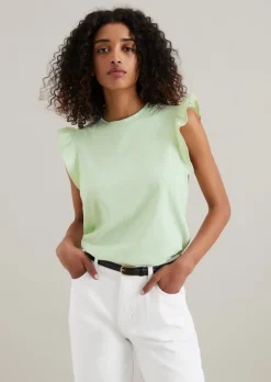 Volant-T-Shirt regular aus Material-Mix