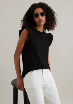 Volant-T-Shirt regular aus Material-Mix