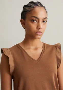 Volant-T-Shirt regular aus Material-Mix