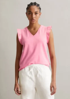 Volant-T-Shirt regular aus Material-Mix