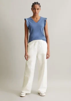 Volant-T-Shirt regular aus Material-Mix